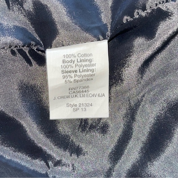 J. Crew 1035 Navy 2 Button Blazer Size 2 100% Cotton Women’s Unworn Blue Sateen - Picture 3 of 12
